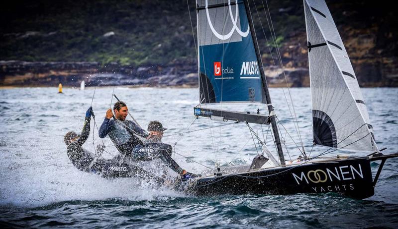 Daniel Turner, Simon Hoffman and Matt Stenta photo copyright SailMedia taken at Manly 16ft Skiff Sailing Club and featuring the 16ft Skiff class