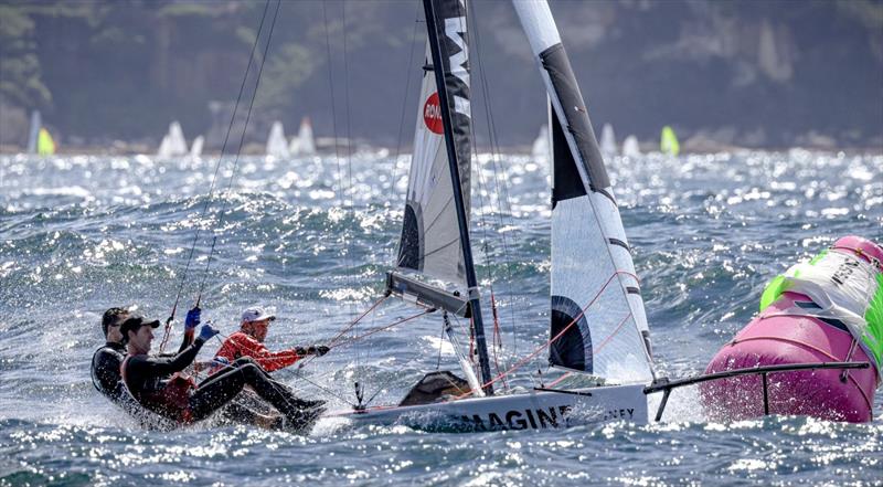 Nathan Wilmot, Malcolm Page and Max Paul photo copyright SailMedia taken at Manly 16ft Skiff Sailing Club and featuring the 16ft Skiff class