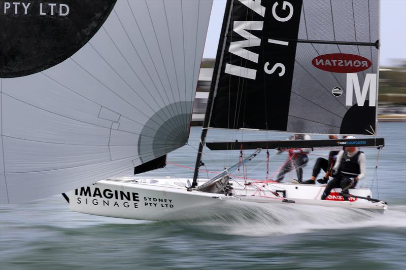 16ft skiff nationals Nathan Wilmot steering Imagine Signage photo copyright Promocean Media taken at Maryborough Sailing Club and featuring the 16ft Skiff class