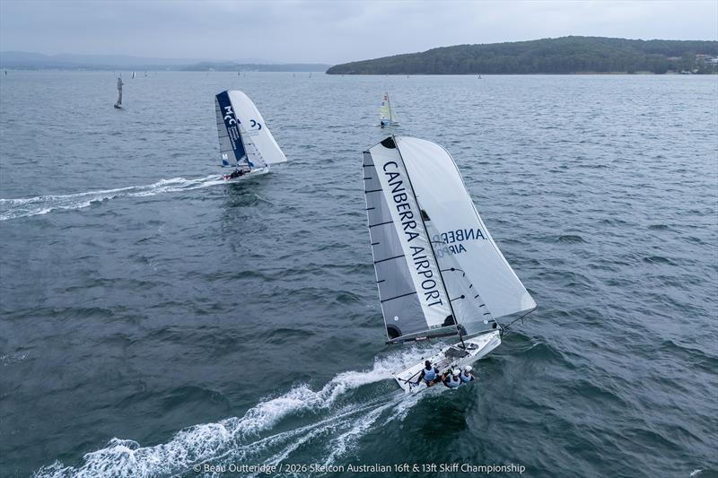 Drag race photo copyright Beau Outteridge taken at Belmont 16ft Sailing Club and featuring the 16ft Skiff class