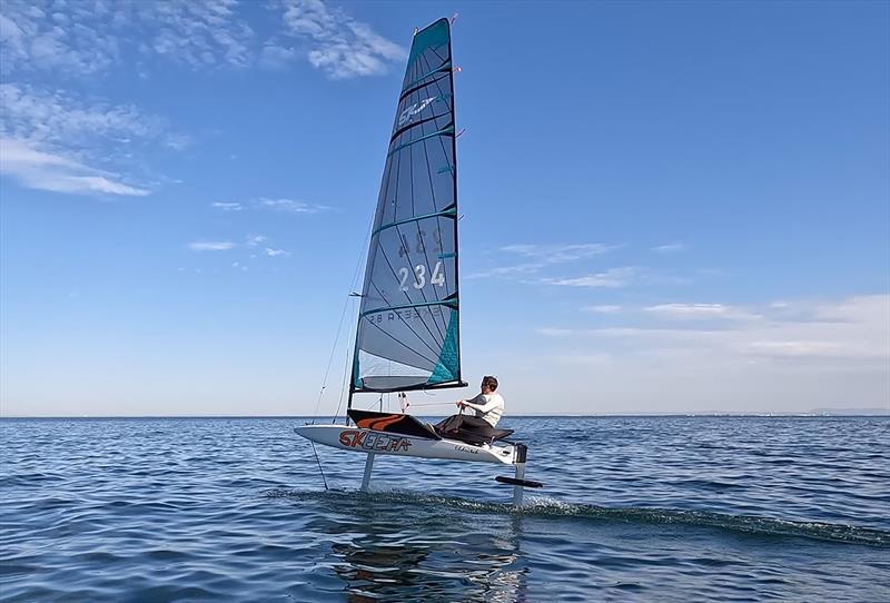 Foiling in light wind - The Skeeta Foiler, featuring the Stoke Foil Boost photo copyright Paul Leong taken at McCrae Yacht Club and featuring the SKEETA class