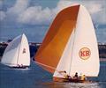 KB and Captain Morgan in light air at the 1974 World Championship in Auckland © Frank Quealey