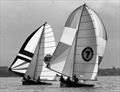 KB leads Color 7 during the 1978 World Championshiup sail-off on the Brisbane River © Bob Ross