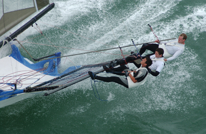 Action from the 18ft Skiff European Grand Prix at Carnac, France photo copyright Christophe Favreau / www.christophefavreau.book.fr taken at  and featuring the 18ft Skiff class