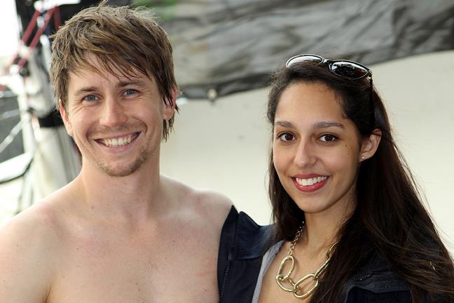 Winner Jono Whitty with his girlfriend and number one fan Maitena Celestin after race 2 of the 18ft Skiff 3-Buoys Challenge - photo © Frank Quealey