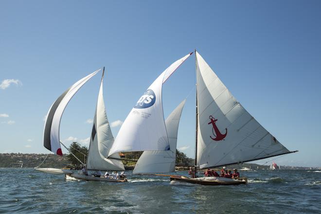 Aberdare leads Yendys at the Historical 18ft Skiff Australian Championship - photo © Andrea Francolini