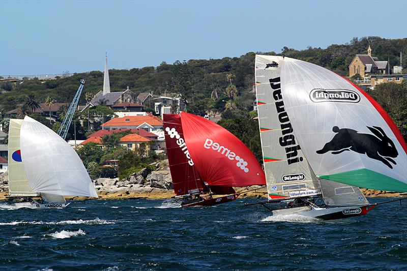 De'longhi-Rabbitohs leads Smeg and Yandoo during race 4 of the 18ft Skiff Australian Championship - photo © Frank Quealey