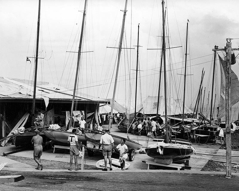 The rigging area when Fiji hosted the 1952 JJ Giltianan 18 Footer Championship photo copyright 18ft Skiff Class taken at Royal Suva Yacht Club and featuring the 18ft Skiff class