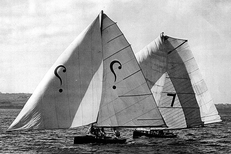Intrigue winning race 2 from Jenny IV when Fiji hosted the 1952 JJ Giltianan 18 Footer Championship photo copyright 18ft Skiff Class taken at Royal Suva Yacht Club and featuring the 18ft Skiff class