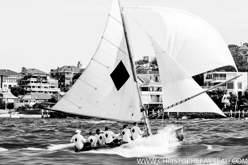 Historical Skiff Australian Championship in Sydney photo copyright Christophe Favreau / www.christophefavreau.com taken at Sydney Flying Squadron and featuring the 18ft Skiff class