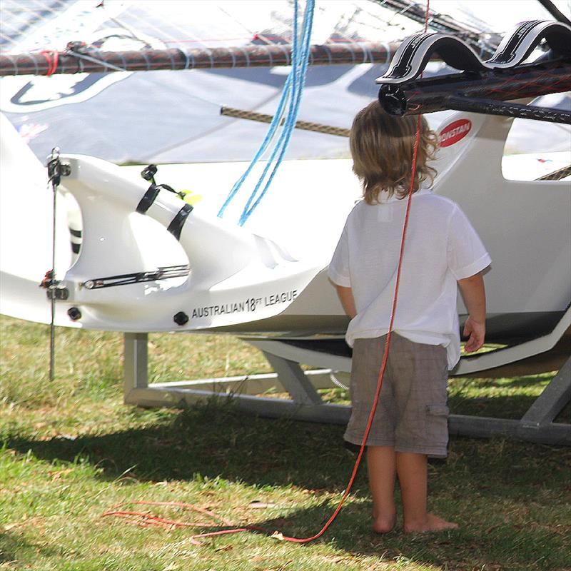 Just doing a last minute check photo copyright Frank Quealey taken at  and featuring the 18ft Skiff class