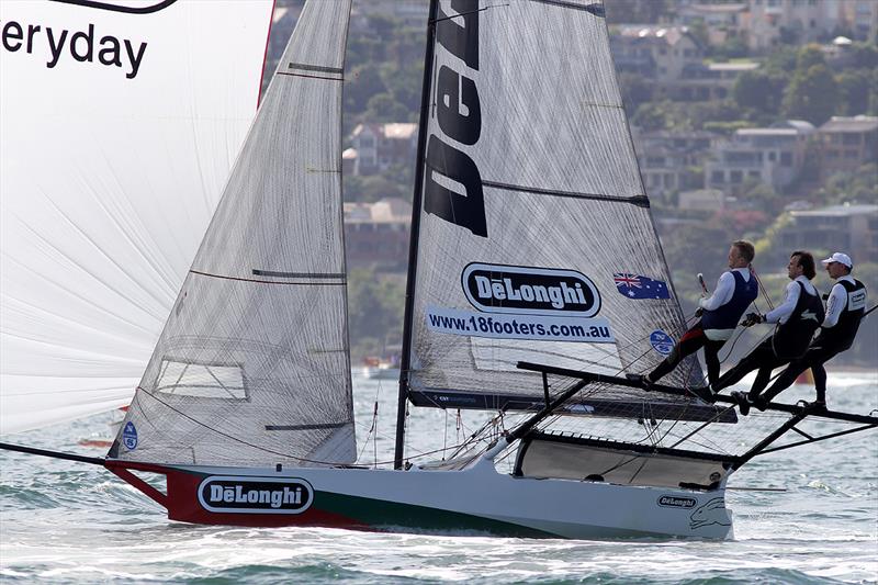 De'Longhi ahead of the 2015 18ft Skiff Australian Championship photo copyright Frank Quealey taken at Brisbane 18 Footers Sailing Club and featuring the 18ft Skiff class