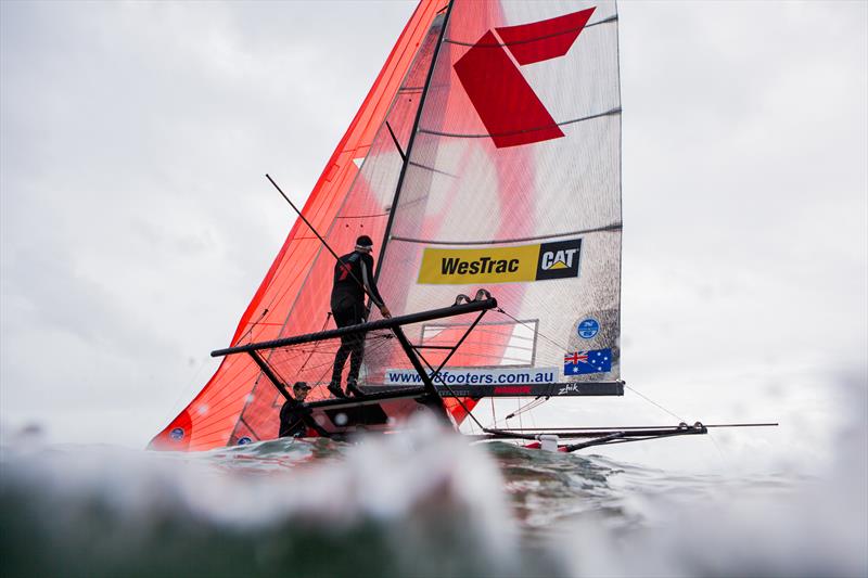 2015 18ft Skiff Australian Championship day 3 photo copyright Andrew Gough taken at Brisbane 18 Footers Sailing Club and featuring the 18ft Skiff class