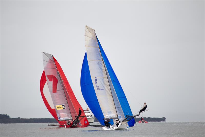 2015 18ft Skiff Australian Championship day 3 photo copyright Andrew Gough taken at Brisbane 18 Footers Sailing Club and featuring the 18ft Skiff class