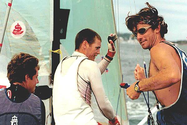 David Witt with Tim Robinson and Zeb Elliott after winning the 1999 JJ Giltinan Championship on Rockport - photo © 18ft Skiff Archive