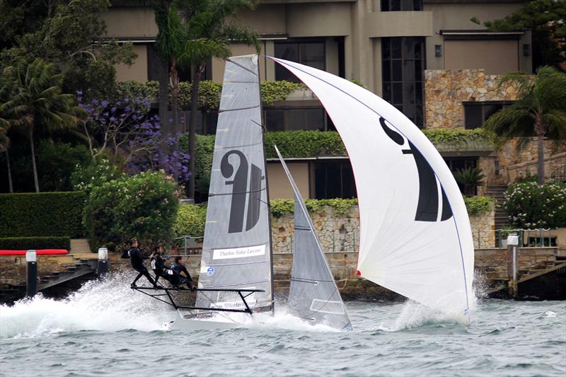 The wild capsize that cost Thurlow Fisher Lawyers the win in race 1 of the NSW Championship - photo © Frank Quealey
