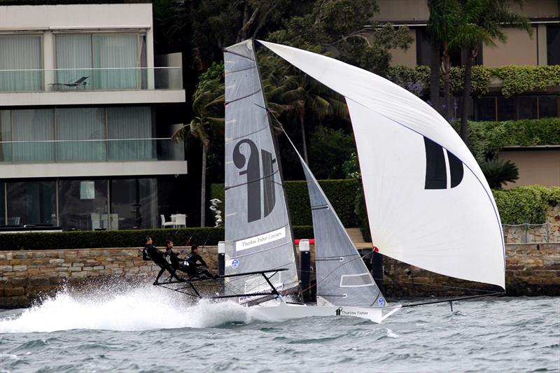 The wild capsize that cost Thurlow Fisher Lawyers the win in race 1 of the NSW Championship - photo © Frank Quealey