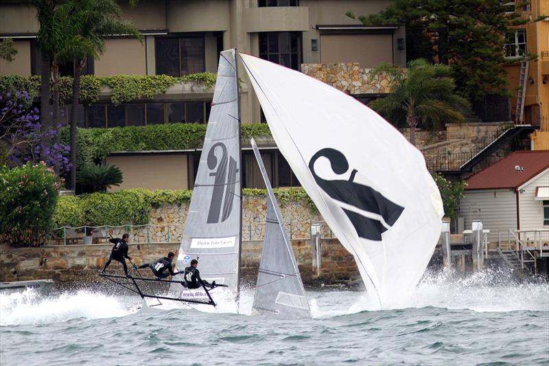 The wild capsize that cost Thurlow Fisher Lawyers the win in race 1 of the NSW Championship - photo © Frank Quealey