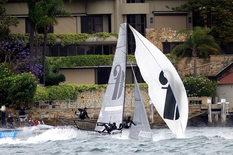 The wild capsize that cost Thurlow Fisher Lawyers the win in race 1 of the NSW Championship - photo © Frank Quealey