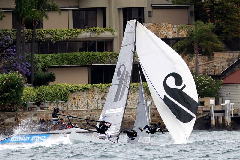 The wild capsize that cost Thurlow Fisher Lawyers the win in race 1 of the NSW Championship - photo © Frank Quealey