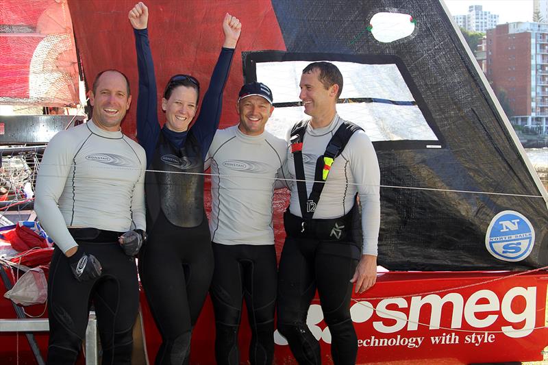 Nicole Johnson with the rest of the winning Smeg crew after the 18ft Skiff Queen of the Harbour photo copyright Frank Quealey taken at Australian 18 Footers League and featuring the 18ft Skiff class