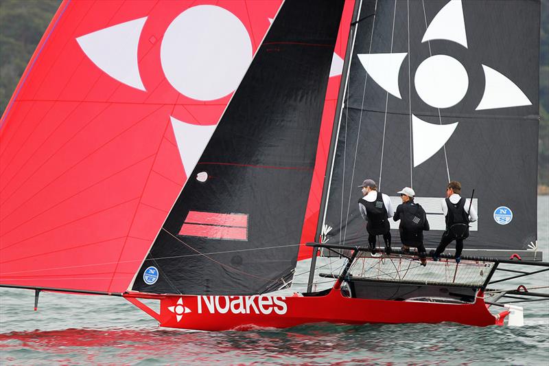 Sean Langman's Noakesailing grabbed second place on the first spinnaker run during race 3 of the 18ft Skiff Spring Championship in Sydney photo copyright Frank Quealey taken at Australian 18 Footers League and featuring the 18ft Skiff class