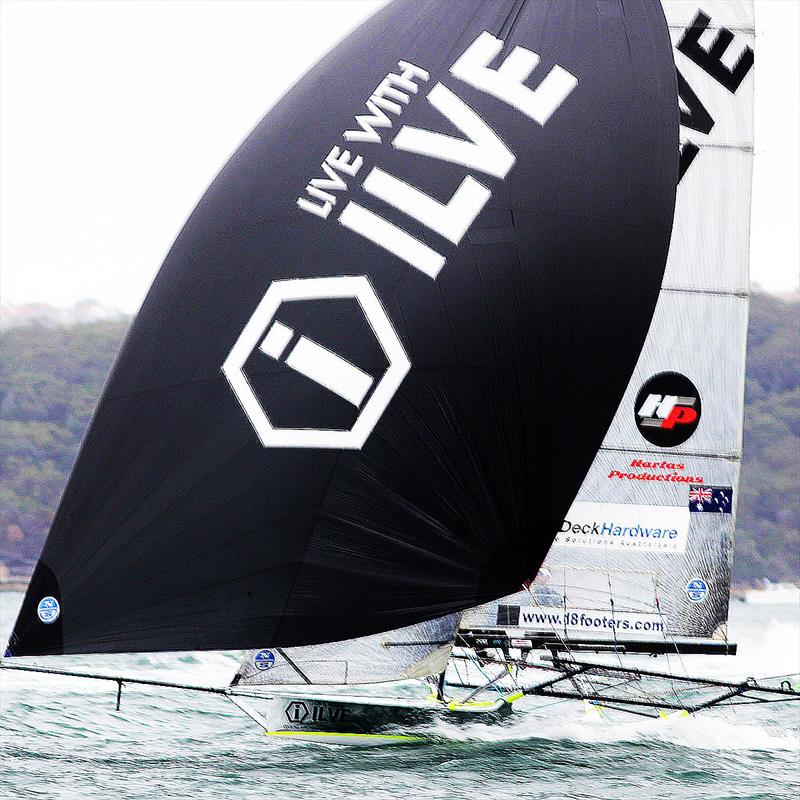 ILVE was quick downwind to the bottom mark during race 5 of the 18ft Skiff Spring Championship in Sydney photo copyright Frank Quealey taken at Australian 18 Footers League and featuring the 18ft Skiff class
