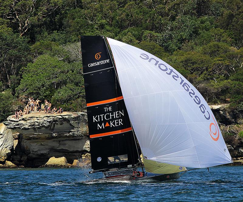 The Kitchen Maker treated fans on the shore with some great speed action on the run into Rose Bay during race 2 of the 18ft Skiff NSW Championship - photo © Frank Quealey