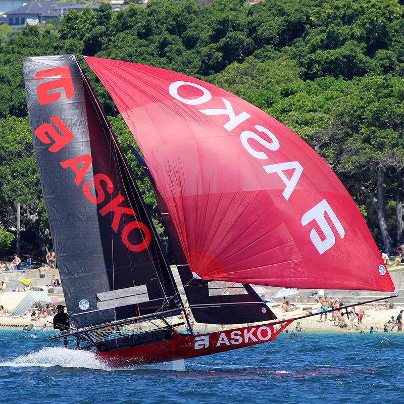 Asko Appliances displays the form that took out Race 3 of the 18ft Skiff NSW Championship photo copyright Frank Quealey taken at Australian 18 Footers League and featuring the 18ft Skiff class