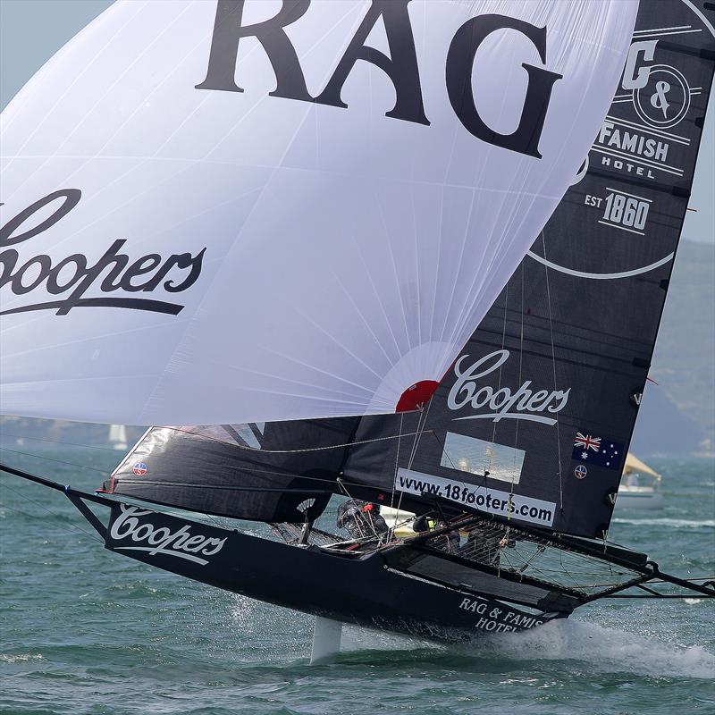 The young Rag and Famish crew drove the boat hard all day for two good results at the 18ft Skiff Australian Championship photo copyright Frank Quealey taken at Australian 18 Footers League and featuring the 18ft Skiff class