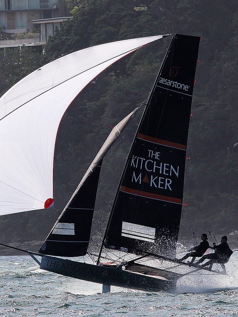 The Kitchen Maker on the way to winning the 18ft Skiff JJ Giltinan Championship Invitation Race photo copyright Frank Quealey taken at Australian 18 Footers League and featuring the 18ft Skiff class