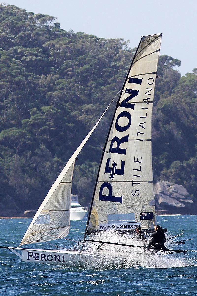 Peroni put in another consistent performance to be in the top 10 overall in the 18ft Skiff JJ Giltinan Championship photo copyright Frank Quealey taken at Australian 18 Footers League and featuring the 18ft Skiff class