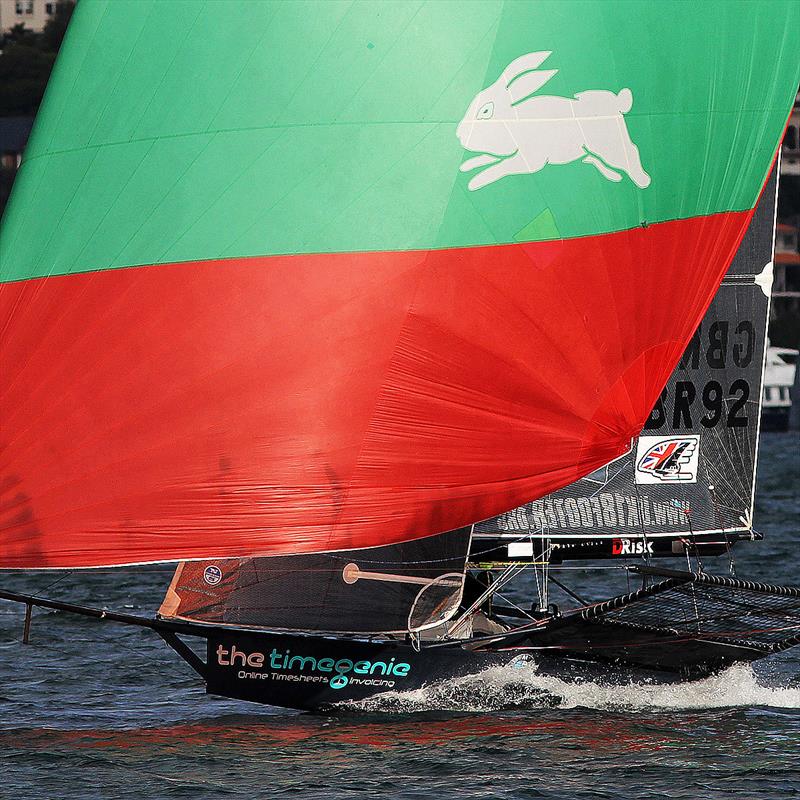 UK's The Time Genie was a great second in 18ft Skiff JJ Giltinan Championship Race 5 photo copyright Frank Quealey taken at Australian 18 Footers League and featuring the 18ft Skiff class