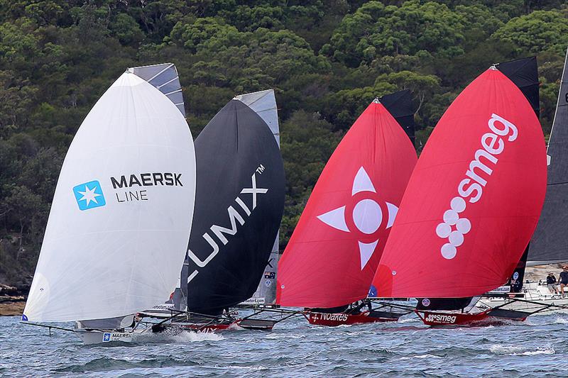 The fleet during 18ft Skiff JJ Giltinan Championship Race 4 photo copyright Frank Quealey taken at Australian 18 Footers League and featuring the 18ft Skiff class