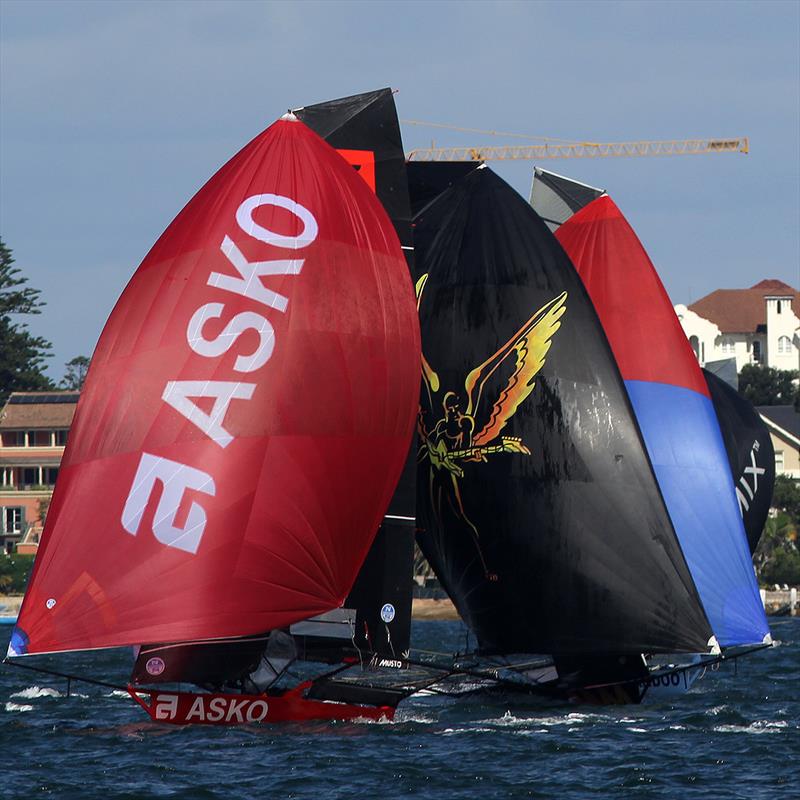 Asko Appliances, Triple M and Yandoo in  18ft Skiff JJ Giltinan Championship Race 6 photo copyright Frank Quealey taken at Australian 18 Footers League and featuring the 18ft Skiff class