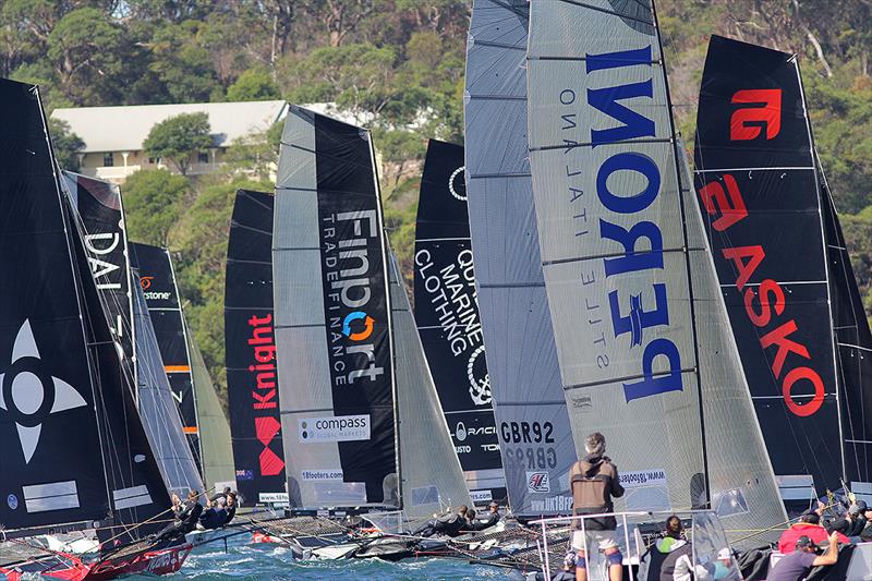The start of Race 7 during the  18ft Skiff JJ Giltinan Championship photo copyright Frank Quealey taken at Australian 18 Footers League and featuring the 18ft Skiff class