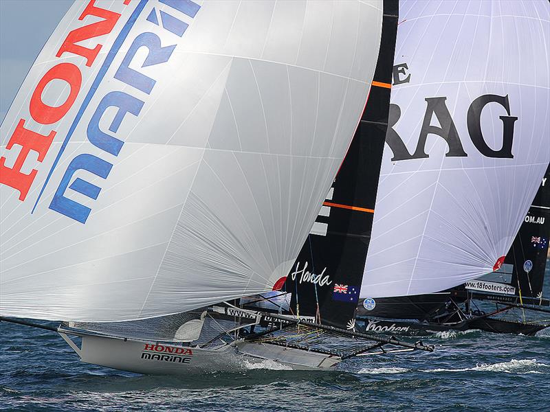 Honda Marine and Rag and Famish Hotel during 18ft Skiff JJ Giltinan Championship Race 6 - photo © Frank Quealey