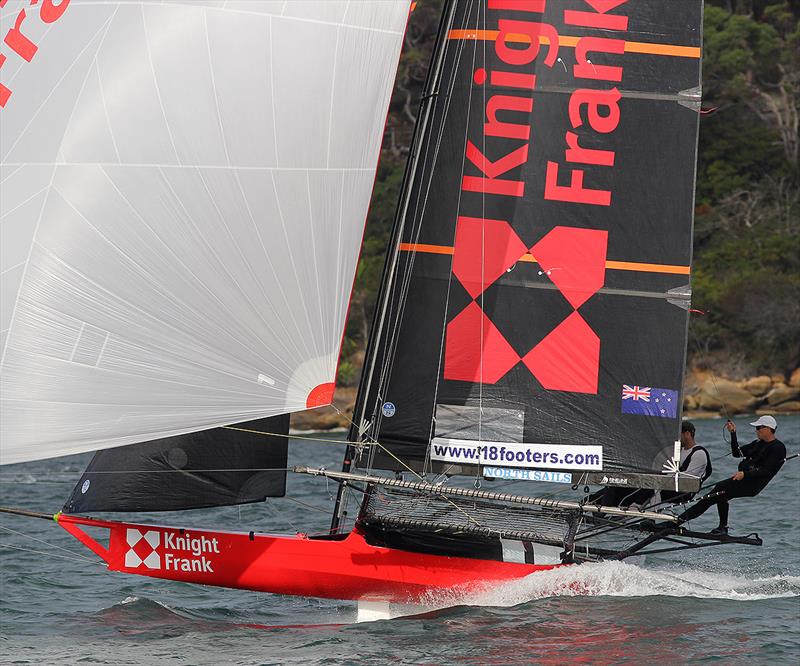 Riley Dean's Knight Frank going to the finish line in 18ft Skiff JJ Giltinan Championship Race 7 - photo © Frank Quealey