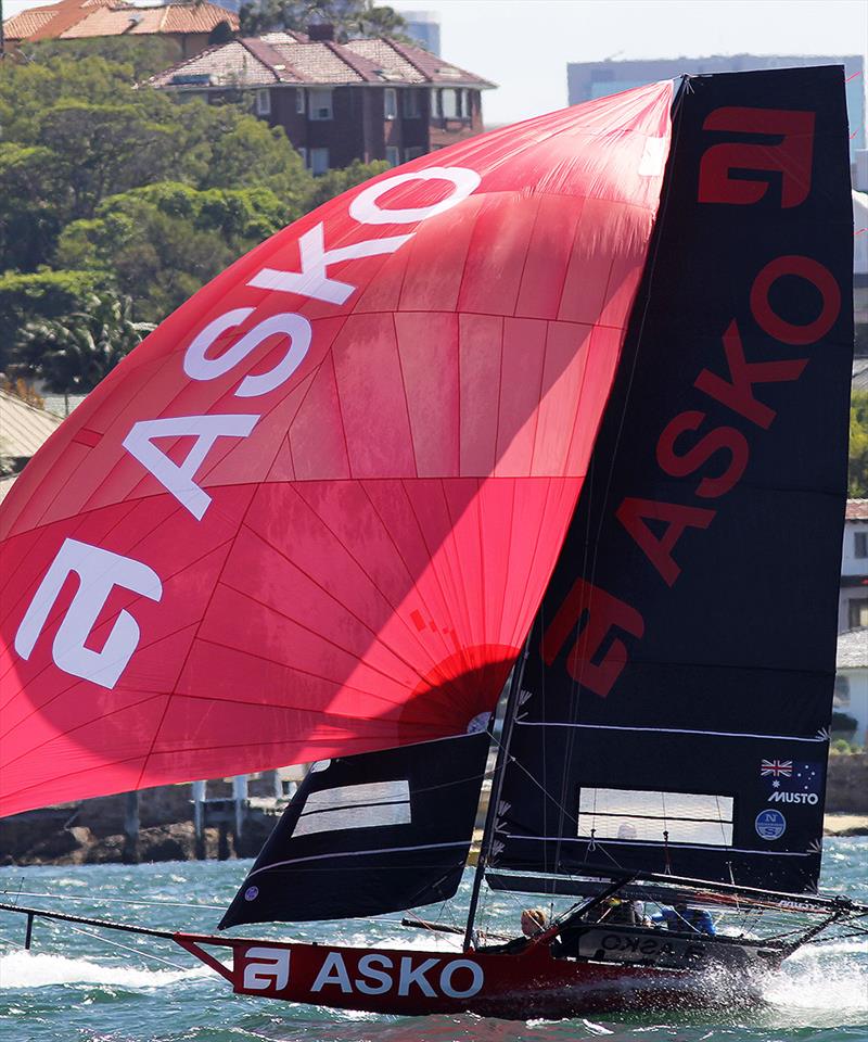 The talented Asko Appliances crew make the conditions look easy during the 18ft Skiff Queen of the Harbour photo copyright Frank Quealey taken at Australian 18 Footers League and featuring the 18ft Skiff class