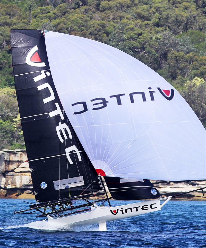 The young Vintec team was with the leading group for most of the race during 18ft Spring Championship Race 1 photo copyright Frank Quealey taken at Australian 18 Footers League and featuring the 18ft Skiff class
