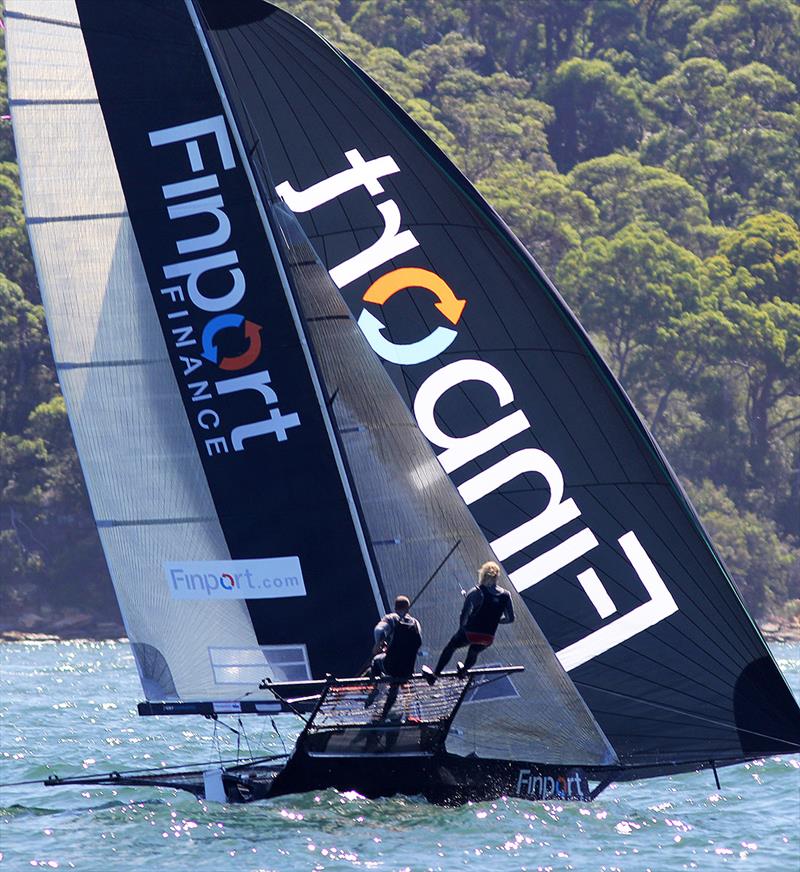 Finport Finance searching for wind on Sydney Harbour on day 4 of the 18ft Skiff Australian Championship photo copyright Frank Quealey taken at Australian 18 Footers League and featuring the 18ft Skiff class