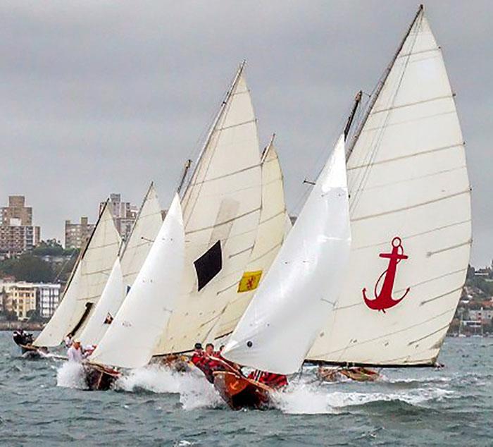 'Historical 18s' race start on Sydney Harbour photo copyright Frank Quealey taken at Australian 18 Footers League and featuring the 18ft Skiff class
