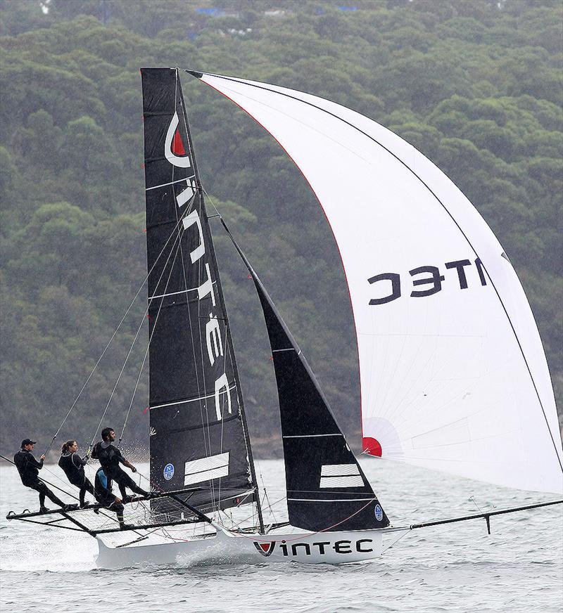 Vintec led the fleet over the first lap of the course during the 18ft Skiff Queen of the Harbour photo copyright Frank Quealey taken at Australian 18 Footers League and featuring the 18ft Skiff class