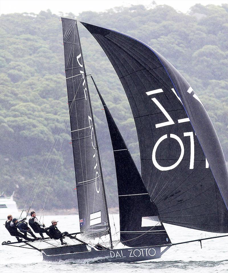 Dal Zotto on the way to victory in the 18ft Skiff Queen of the Harbour photo copyright Frank Quealey taken at Australian 18 Footers League and featuring the 18ft Skiff class