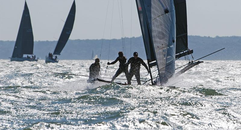 18ft Skiff European Grand Prix Series at Calshot, also the final round of the Allspars Solent Grand Prix Series photo copyright Kate Sullivan taken at  and featuring the 18ft Skiff class