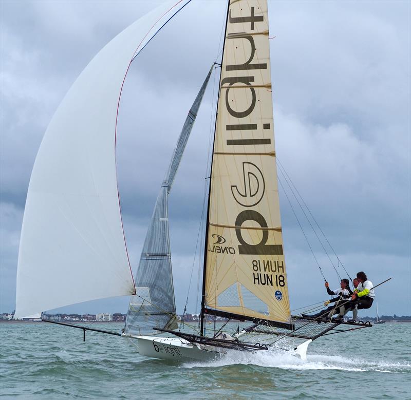 18ft Skiff European Grand Prix Series at Calshot, also the final round of the Allspars Solent Grand Prix Series photo copyright Kate Sullivan taken at  and featuring the 18ft Skiff class