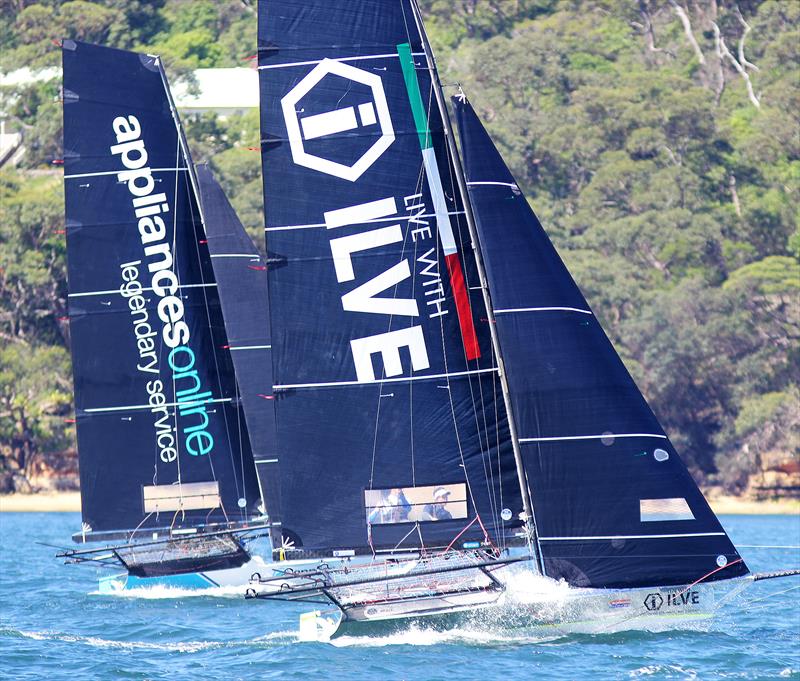 Appliancesonline took the lead soon after the start of race 5 of the 18ft Skiff Spring Championship on Sydney Harbour photo copyright Frank Quealey taken at Australian 18 Footers League and featuring the 18ft Skiff class