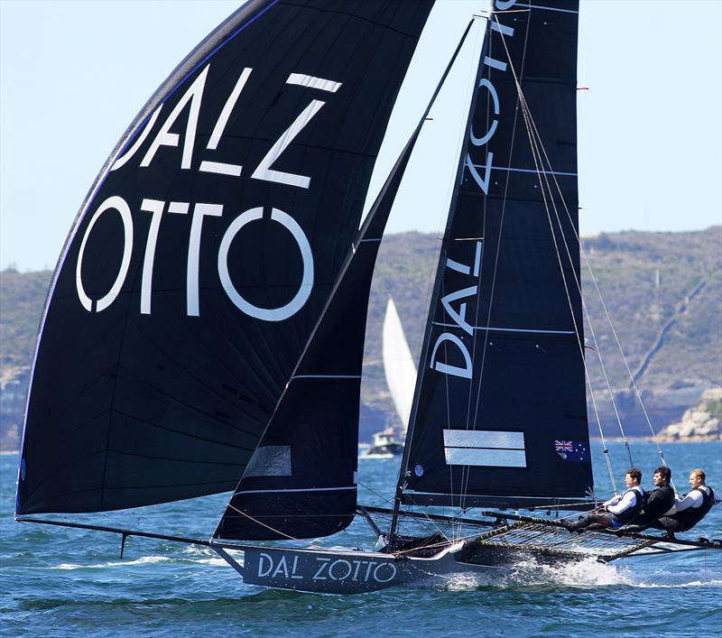 Dal Zotto was in second place during the first spinnaker run in race 5 of the 18ft Skiff Spring Championship on Sydney Harbour photo copyright Frank Quealey taken at Australian 18 Footers League and featuring the 18ft Skiff class