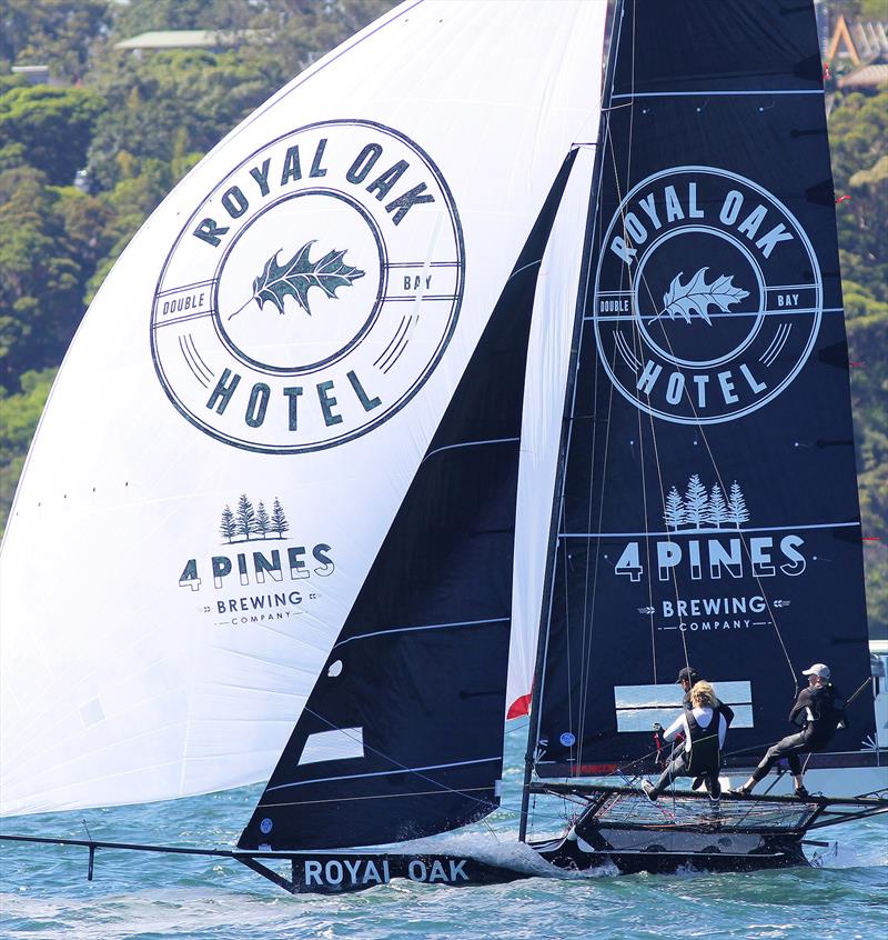 Another consistent performance by The Oak Double Bay-4 Pines team in race 5 of the 18ft Skiff Spring Championship on Sydney Harbour photo copyright Frank Quealey taken at Australian 18 Footers League and featuring the 18ft Skiff class