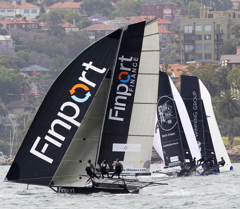 Leaders approach the bottom mark on the first lap of the clong SE course in race 1 of the 18ft Skiff NSW Championship - photo © Frank Quealey